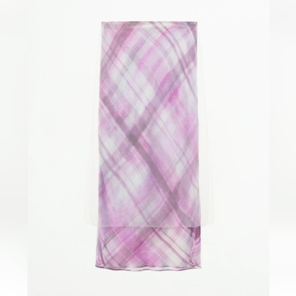 Zara Plaid Organza Skirt Sz-L - Picture 5 of 7